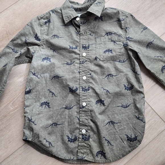 Red Black 1/4 Zip Pullover & Olive Green Dino Print Button Down Dress Shirt EUC - Picture 15 of 17